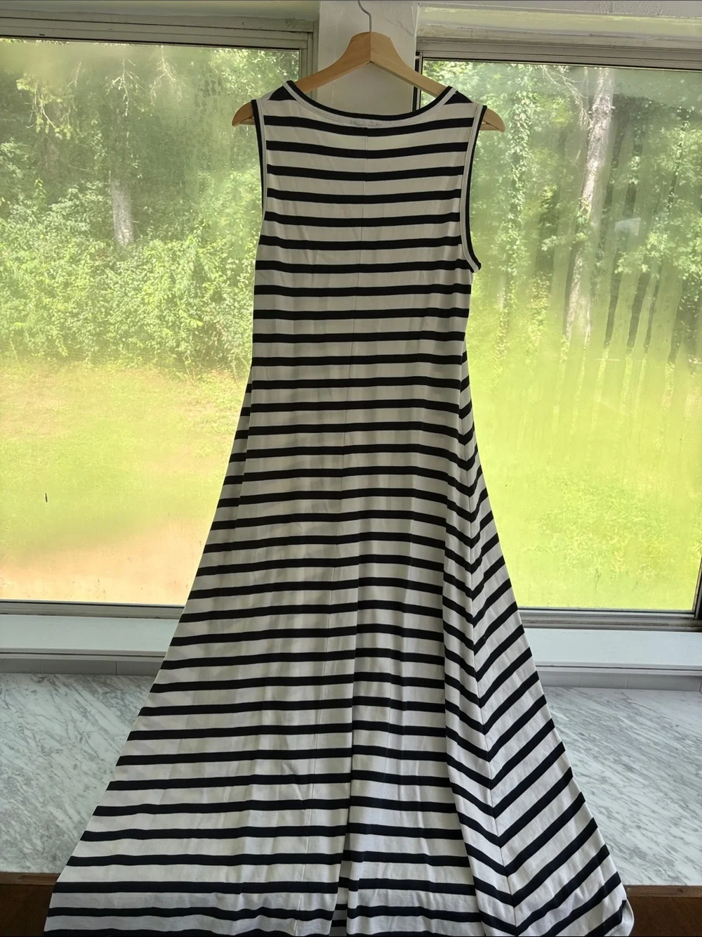 J.Crew Navy and White Striped Maxi Dress Cotton Medium